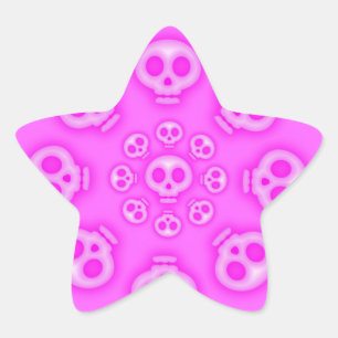 Dark Cotton Candy Pink Skull Star Aufkleber