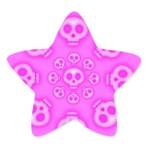 Dark Cotton Candy Pink Skull Star Aufkleber