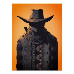 Dark Cowboy Outlaw Wall Art Print Poster