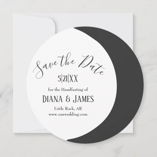 Dark Crescent Moon Wicca Handfasting Save the Date (Vorderseite)