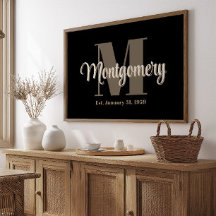 Dark Custom Family Name Print Anniversary-Geschenk Poster