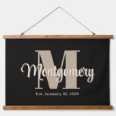 Dark Custom Family Name Sign Wedding Gift Idee Wandteppich Mit Holzrahmen (Vorne)