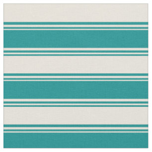 Dark Cyan & Beige farbige Linienmuster Stoff