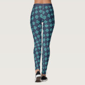 Dark Cyan Blue Aquamarine Square Pattern Fitness Leggings (Rückseite)