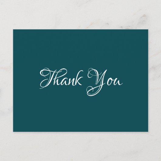 Dark Cyan Chic Event Wedding Budget Vielen Dank Postkarte (Vorderseite)