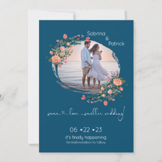 Dark Cyan Foto Rahmen floral Save The Date