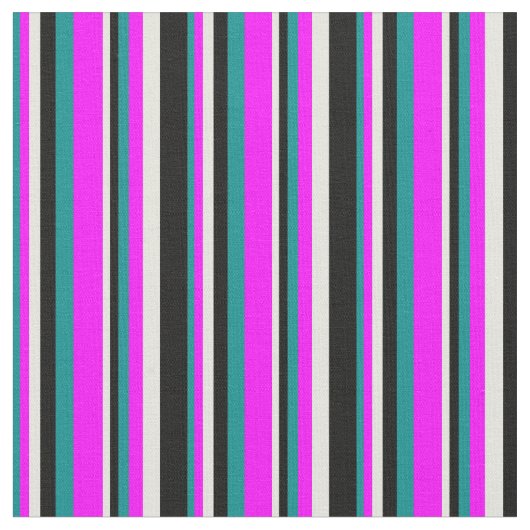 Dark Cyan, Fuchsia, Beige und Schwarz Muster Stoff (Nahaufnahme)