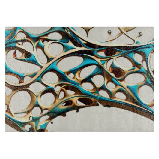 Dark Cyan und Gold Arabesque Cutting Board Schneidebrett (Vorderseite)