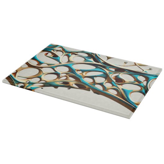 Dark Cyan und Gold Arabesque Cutting Board Schneidebrett (Ecke)