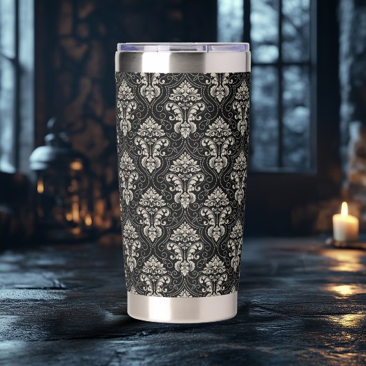 Dark Damask Design Thermobecher