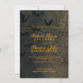 Dark Damask Halloween Hochzeitseinladung Einladung (Vorderseite)