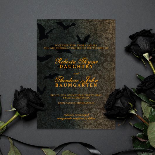 Dark Damask Halloween Hochzeitseinladung Einladung