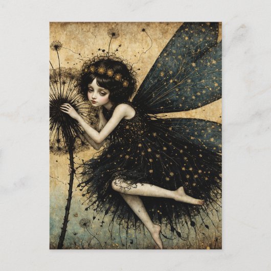 Dark Dandelion Fairy Postkarte (Vorderseite)
