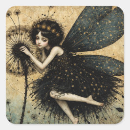 Dark Dandelion Fairy Quadratischer Aufkleber