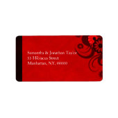Dark Dark Red Gothic Floral Address Labels Favorit Adressaufkleber (Vorne)