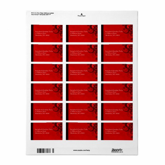 Dark Dark Red Gothic Floral Address Labels Favorit Adressaufkleber (Vorne)