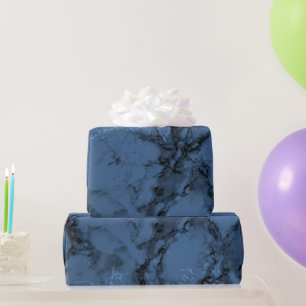 Dark Denim Blue Marble Texture Look Geschenkpapier