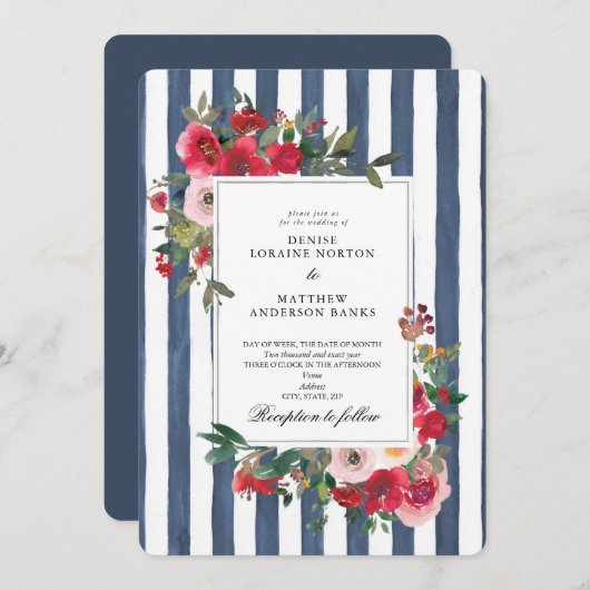 Dark Denim Colored Wedding Einladung (Vorne/Hinten)