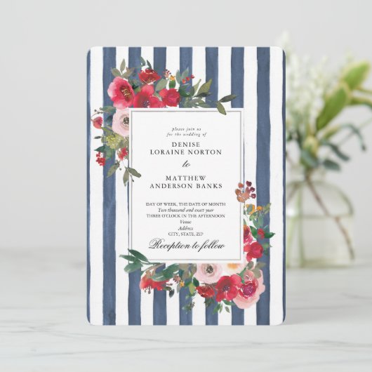 Dark Denim Colored Wedding Einladung (Stehend Vorderseite)