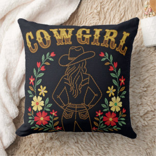 Dark Denim Cowgirl-Zierkissen Kissen