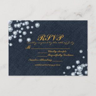 Dark Denim & Diamonds Geburtstagsfeier RSVP Karte