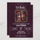Dark Dia De Los Muertos Engagement Party Einladung (Vorne/Hinten)