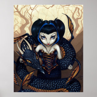 Dark Dragon ART PRINT gotische Fantasy Dragon Art Poster