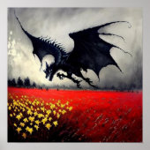 Dark Dragon Blume Field Fantasy Tintenkunst drucke (Vorne)