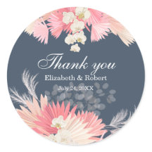 Dark Dusty Blue Orchid Wedding Danke Sticker