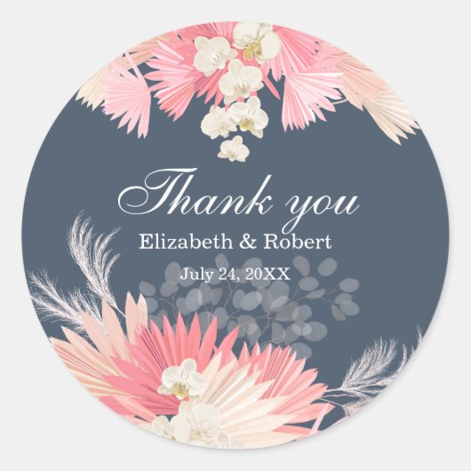 Dark Dusty Blue Orchid Wedding Danke Sticker (Vorderseite)