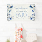 Dark & Dusty Blue Wildblumen Babydusche Banner (Insitu)