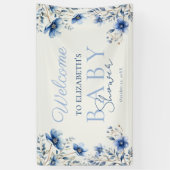 Dark & Dusty Blue Wildblumen Babydusche Banner (Vertikal)