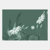 Dark Dusty Green Poppy und Daisy Geschenkpapier Set (Vorderseite 2)