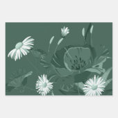 Dark Dusty Green Poppy und Daisy Geschenkpapier Set (Vorderseite)