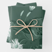 Dark Dusty Green Poppy und Daisy Geschenkpapier Set (Beispiel)