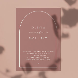 Dark Dusty Rose Arch Wedding Romantisches Foto + Einladung