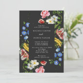 Dark Dutch Master Floral Frame Wedding Einladung (Stehend Vorderseite)