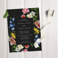 Dark Dutch Master Floral Frame Wedding Einladung