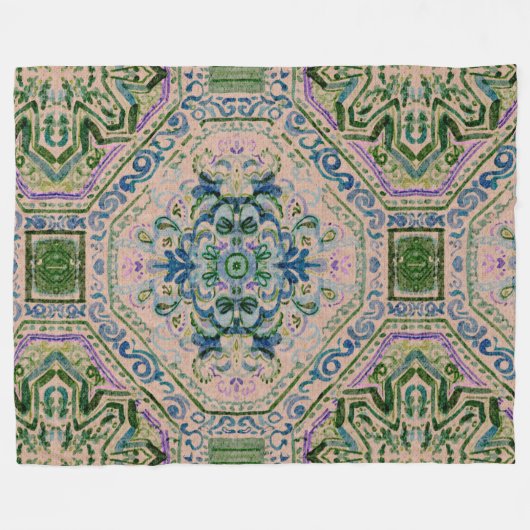 Dark Earth Damask-y Quatrefoil Fleecedecke (Vorderseite (Horizontal))