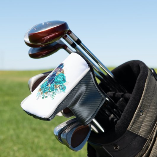 Dark Elegance Golf Head Cover – Blue Bloom Requiem Golf Headcover (In Situ)