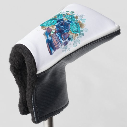 Dark Elegance Golf Kopfschutz – Blue Bloom Requiem Headcover (3/4 Vorderseite)