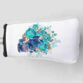 Dark Elegance Golf Kopfschutz – Blue Bloom Requiem Headcover (Vorderseite)