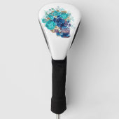 Dark Elegance Golf Kopfschutz – Blue Bloom Requiem Headcover (Vorderseite)
