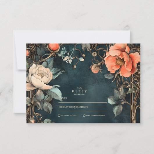 Dark Elegance Wedding Theme RSVP Karte (Vorderseite)