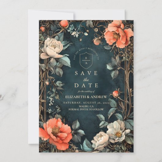 Dark Elegance Wedding Theme Save The Date (Vorderseite)