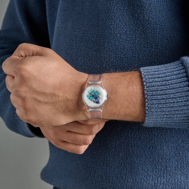 Dark Elegance Wristwatch – Blue Bloom Requiem  Armbanduhr (Hand)