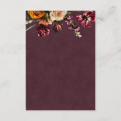 Dark Elegant Autumn Floral Burgundy Wedding Detail Begleitkarte (Rückseite)