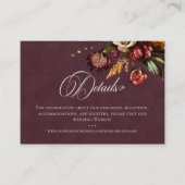 Dark Elegant Autumn Floral Burgundy Wedding Detail Begleitkarte (Vorderseite)