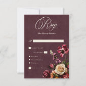 Dark Elegant Autumn Floral Burgundy Wedding Dinner RSVP Karte (Vorderseite)