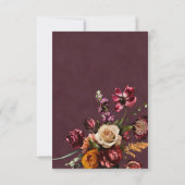 Dark Elegant Autumn Floral Burgundy Wedding Dinner RSVP Karte (Rückseite)